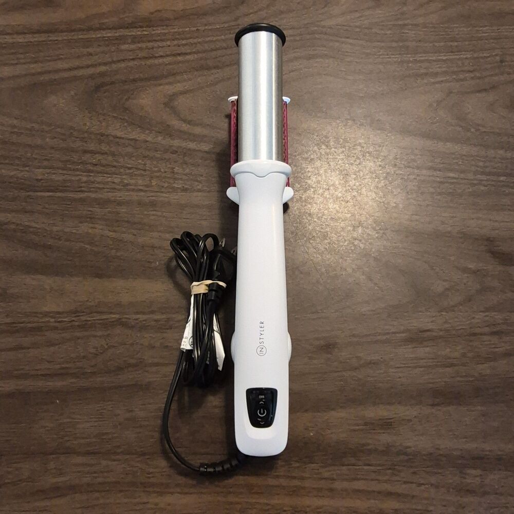 InStyler ISE2.0-1001 Rotating Hot Iron Hair Straightener Model 00681 White Pink